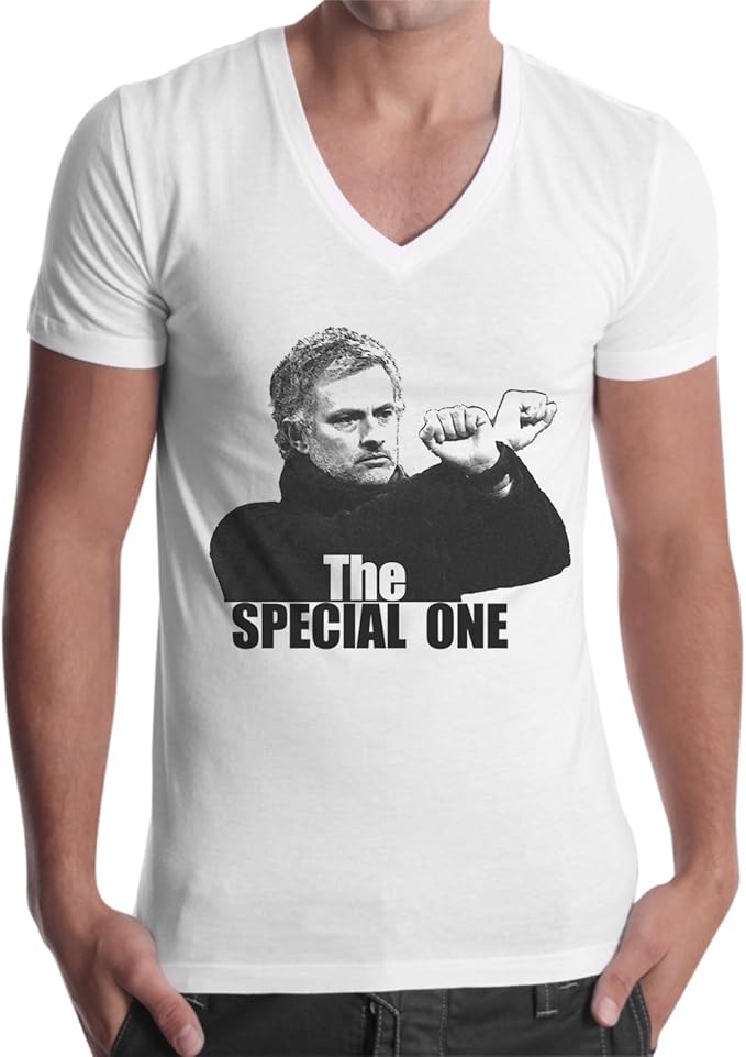 thedifferent Men's T-Shirt V Neck Special One JosÃ¨ Mourinho Mister Record - White: Amazon.co.uk 