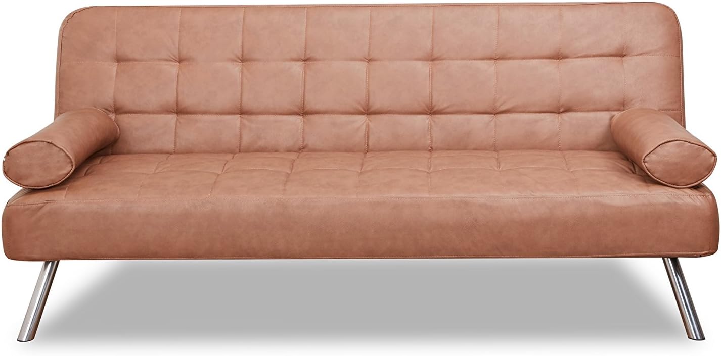 Leader Lifestyle Sofa Bed, Leather, Brown, W180 x D90 x H78cm