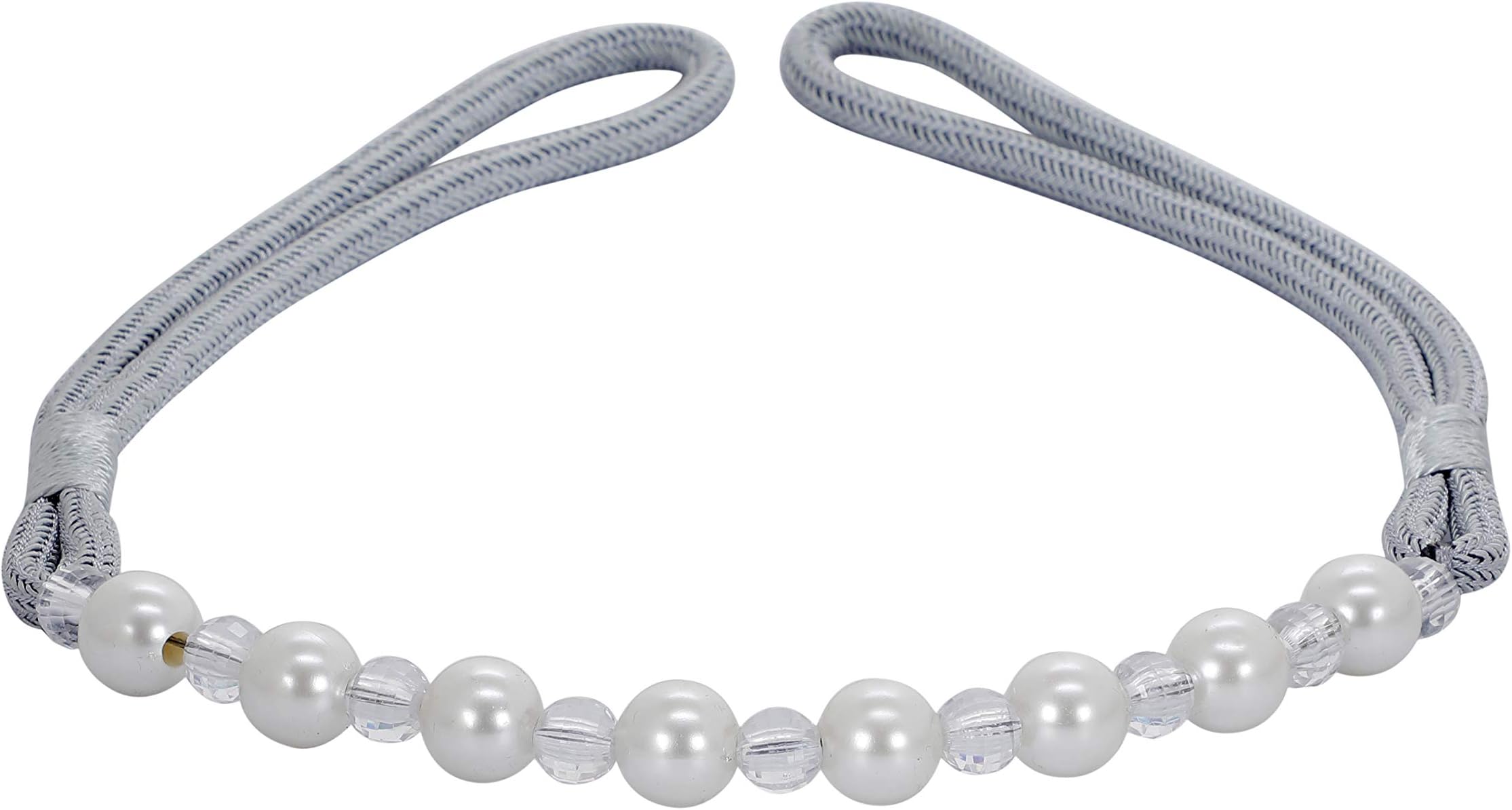 Ramcha Pearl 4 Piece Polyester Tieback Set (Silver)