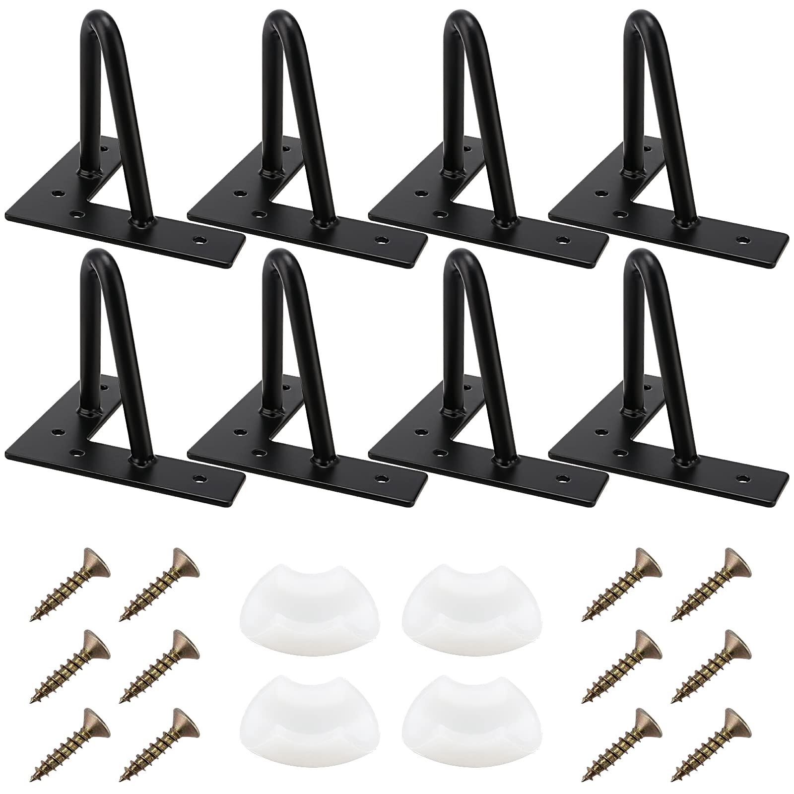 SINJEUN 8 PCS 10cm/4 Inch Hairpin Legs for DIY Furniture, TV Cabinets, Cabinet - Metal Table Legs With Protector Feet and Screws, Black