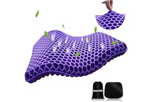 Gulymm Gel Seat Cushion for Long Sitting, Double Thick Car Cushion with Non-Slip Cover, Gel Cushion for Pressure Sores Breathable Honeycomb Cushion for Office Chair Wheelchair to Relief Sciatica Pain