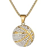 Rofusn Hip Hop Punk Basketball Necklace: Black Inspiration Sports Pendant Necklace Christmas Jewelry for Men