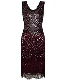 Vijiv 1920s Style Inspired Charleston Sequin Layer Tassel Cocktail Flapper Dress