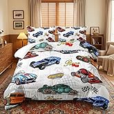AILONEN Colorful Racing Car Comforter Set Full Size, Cool Sports Car Bedding Set for Kids Boys,Race Car Competition Bed in a Bag,Extreme Sports Duvet Set,1 Quilt 2 Pillowcases,3 Pcs