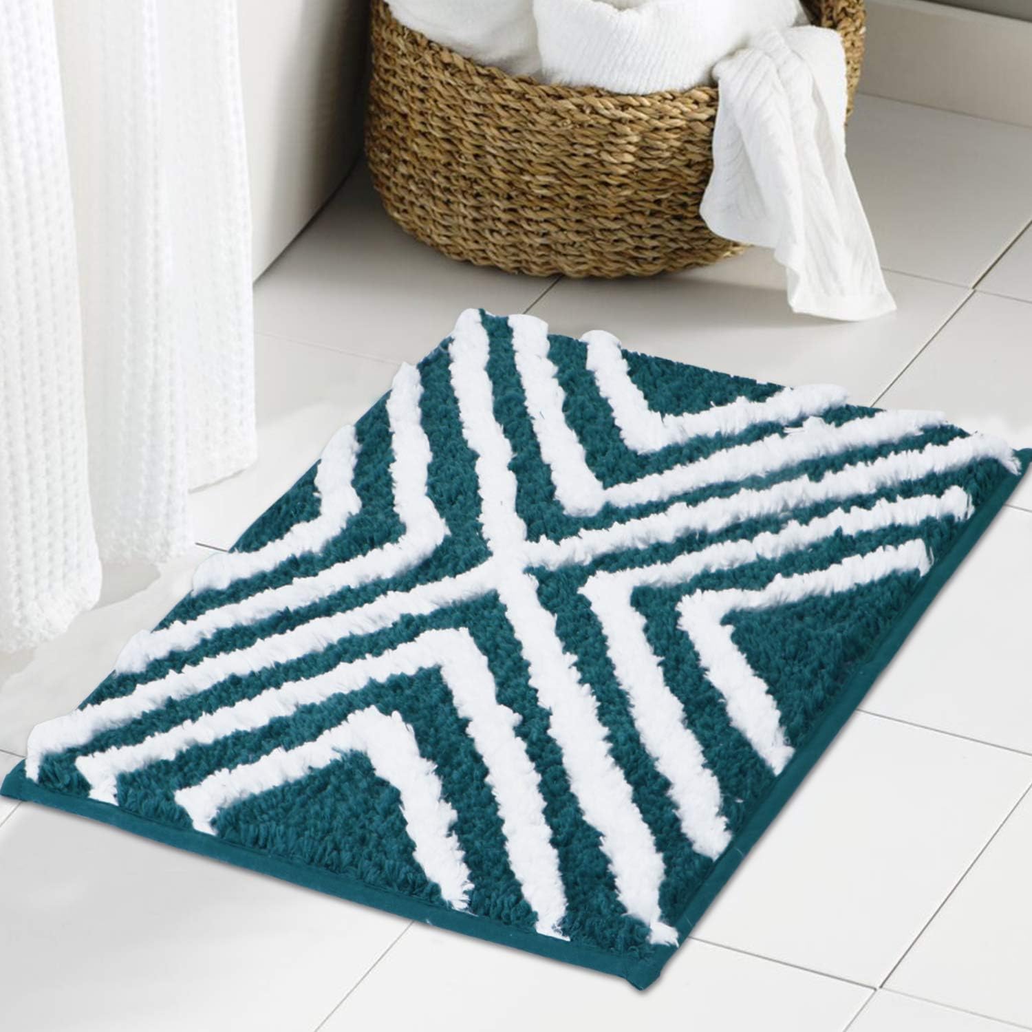 Buy HOKIPO® Microfiber Bathroom Mats for Home, 40X60cm, Arrows Teal (IN141TEAL) Online at Low