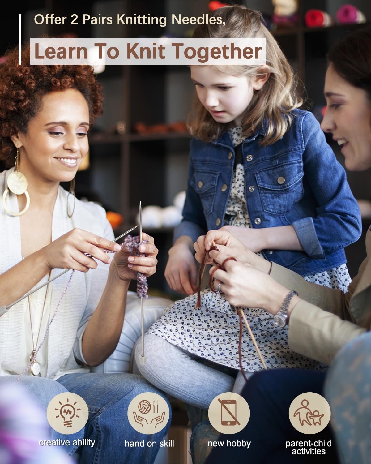 Katech Beginner Knitting Kit - Learn to Knit Kit for Adults & Kids - Complete Hat, Scarf, Gloves Starter Kit with Step-by-Step Instructions