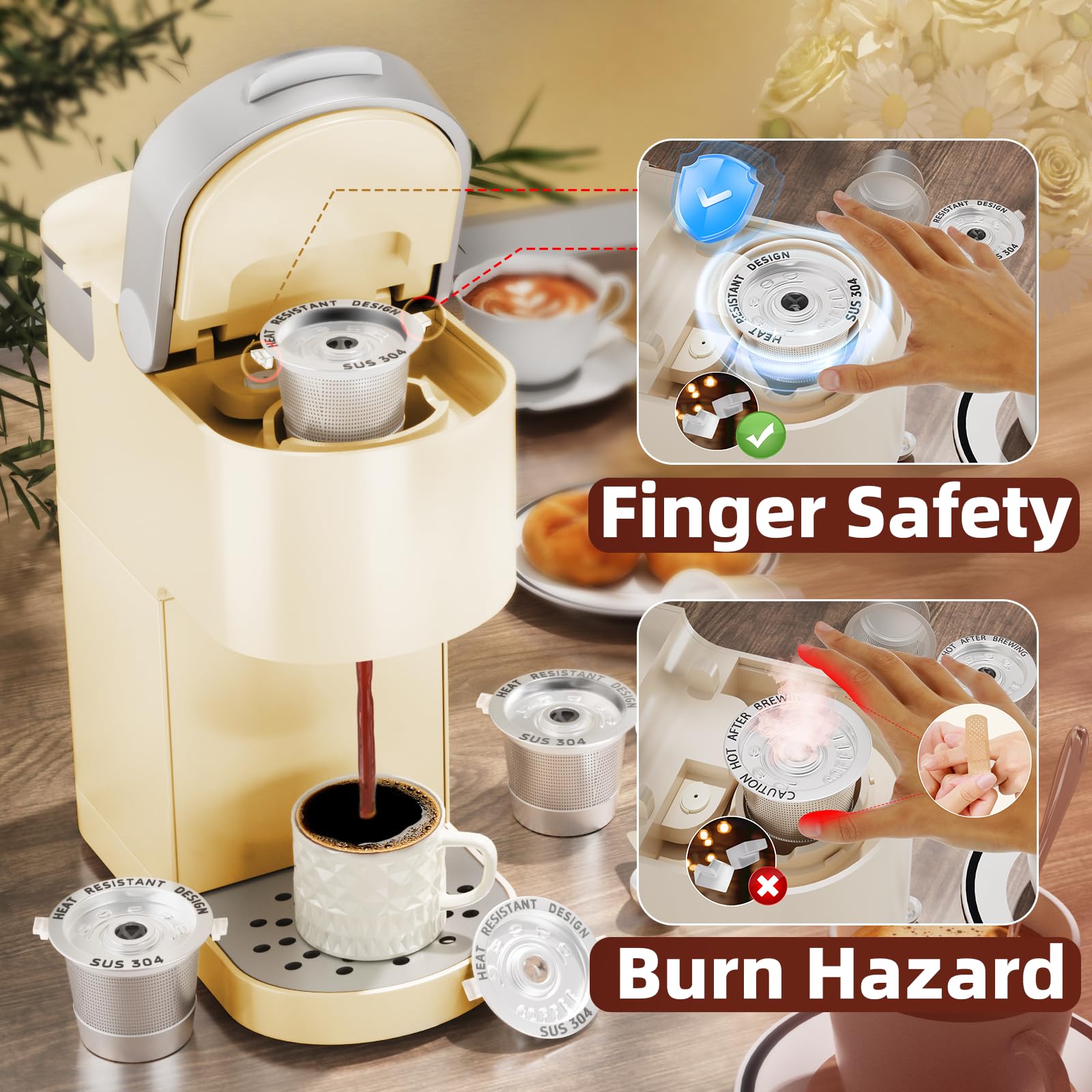 4 Pack Reusable K Cups Coffee Pods for Keurig 1.0: Stainless Steel Reusable Coffee Pods for Keurig Coffee Pods Reusable, BPA-Free, SUS 304‌, Scoop, Heat Resistant Handles