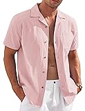 COOFANDY Linen Shirts for Men Short Sleeve Cuban