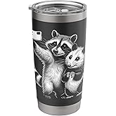 Opossum Racoon Selfie Funny Meme Wild West Possum Graphic Stainless Steel Insulated Tumbler