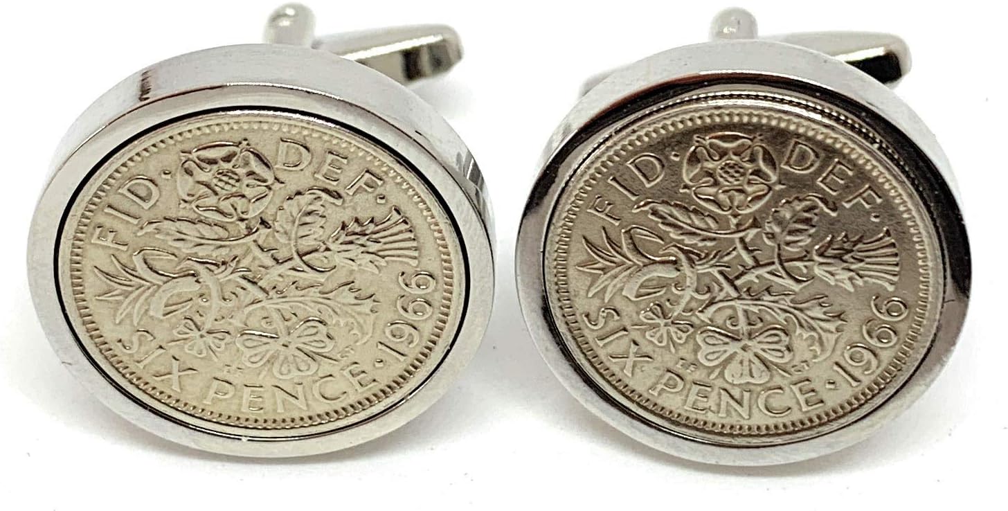 Premium 1966 Lucky sixpence cufflinks for a 59th Birthday cufflinks