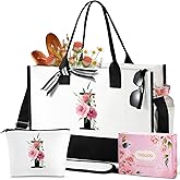 TRSODD Birthday Gifts for Women Mothers Day Gifts for Mom Wife Grandma Daughter Sister Teacher Initial Tote Bag and Makeup Bag I