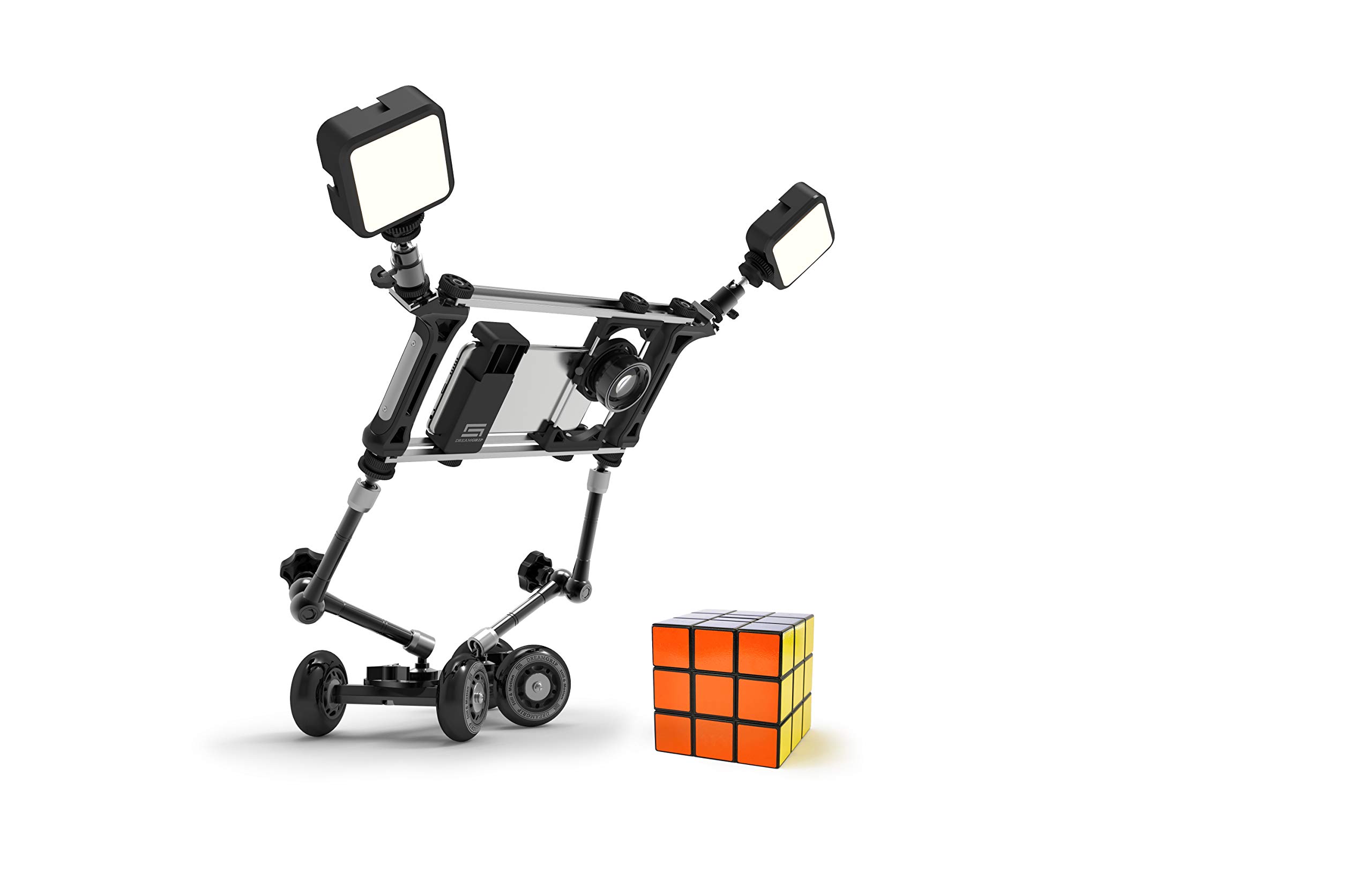 DREAMGRIP Still & Motion Camera Support Kit | Universal modular kit with Handheld Stabilizer and Tabletop Mobile Rolling Slider Dolly