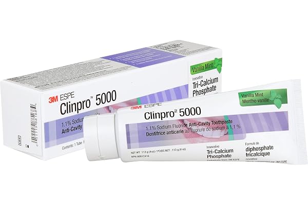 3M Clinpro 5000 Anti-Cavity Toothpaste, 1.1% Sodium Fluoride, Vanilla Mint Flavour, Prescription Strength Fluoride Toothpaste