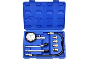 JoyFans 0-300 PSI Compression Tester Automotive Tool, Petrol Gas Engine Cylinder Pressure Test Kit with Gauge Adapter M10 M12 M14 M18 for Small Engine Cars Motorcycles Trucks SUVs Blue