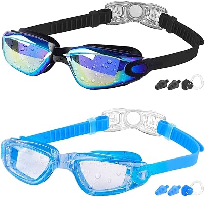 COOLOO Kids Swimming Goggles 2 Pack Anti-Fog UV Protection Waterproof