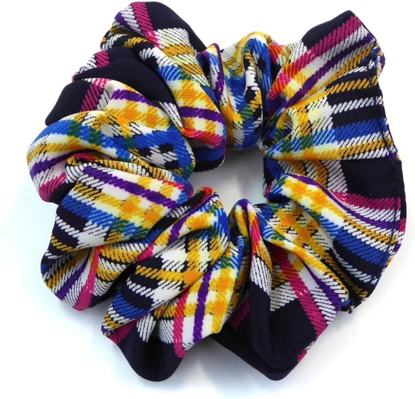 rougecaramel – Multi Yellow Tartan Fabric Elasticated Hair Scrunchie Set