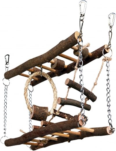 Pet Ting Natural Living Suspension Bridge Small Pet Toy Wood Rope