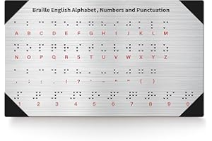 EliteSign Braille Alphabet & Punctuations Board with Sturdy Raised Dots, Braille Learning Tool for Braille Beginners with Protected Corner(Patent Pending)