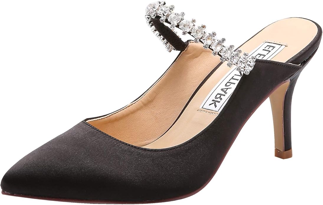 rhinestone mule heels