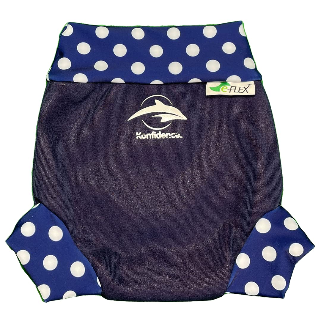 Konfidence Splashy Nappy – Reusable Eco-Friendly Swim Nappy Cover Made Using Recycled Plastics (3–36mths) Leak Proof Design - Machine Washable (Splashy Polka Dot, 6-9 Months)