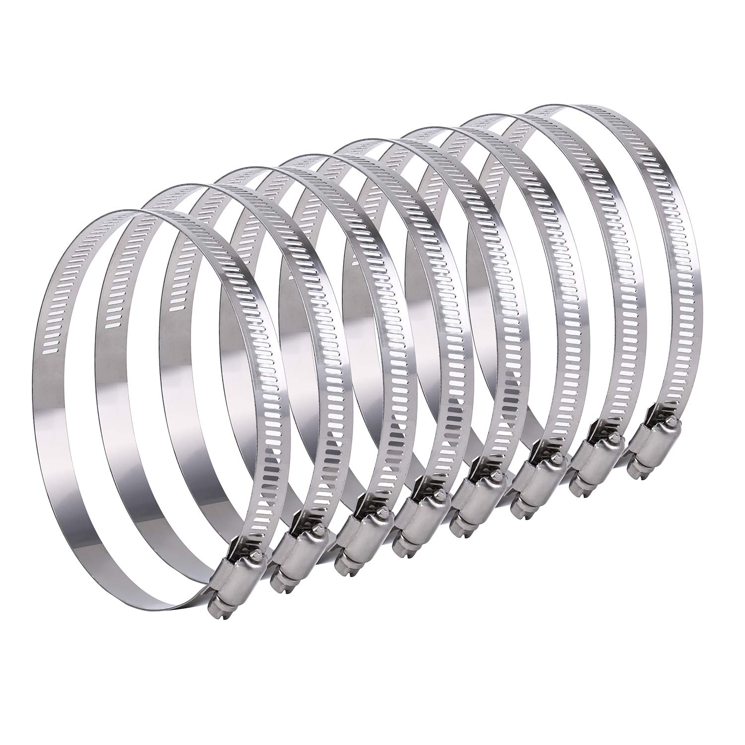 olym 8Pcs Large Jubilee Clips 91-114mm Hose Clips 304 Stainless Steel Hose Clamps Adjustable Pipe Clips for Securing Hoses