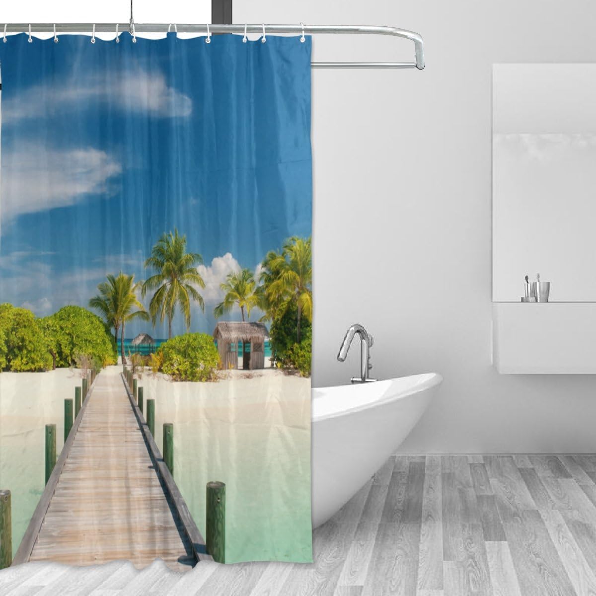 Amazon Com Wihve Beach Sand Sky Four Seasons 60 X 72 Inch Shower Curtain Bath Decorations Bathroom Accessories Waterproof Decor Sets With 12 Hooks Easy Care Polyester Fabric Stall Curtain Home Kitchen