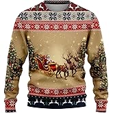 HANZSPROUT Santa Ugly Christmas Sweater for Men & Women, 3D Graphic Pullover Hoodies Crewneck Long Sleeve Sweatshirt Set 3