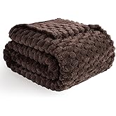 Vessia Flannel Fleece Throw Blanket, 3D Jacquard Brown Fuzzy and Warm Blanket for Couch, Sofa, Bed, 300GSM Super Soft Touch Cozy Home Decor for All Seasons (50x70 inches)