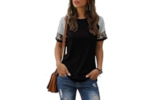 Adibosy Women Summer Casual Shirts: Short Sleeve Striped Tunic Tops - Womens Crew Neck Tee Tshirt Blouses