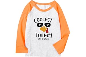 FRYAID Toddler Thanksgiving Shirt Baby Girls Boys Coolest Cutest Turkey in Town Tshirt Fall Raglan Long Sleeve Baseball Tee Tops