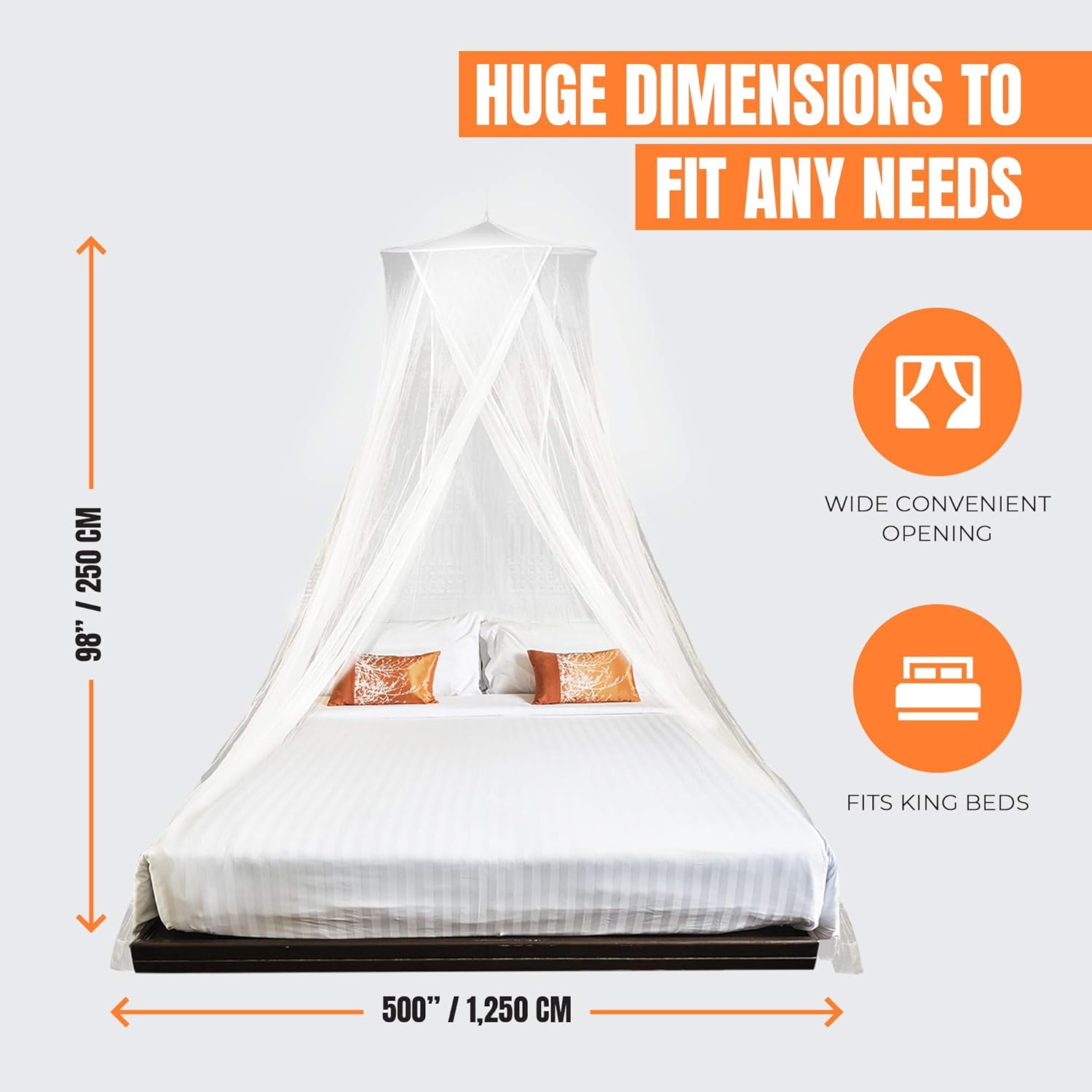 MEKKAPRO Extra-Large King Mosquito Bed Net, Made for King Queen and Twin, Two Openings Netting | Bed Canopy Curtains, White Mosquito Netting: Home & Kitchen