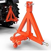 3 Point Hitch 2" Receiver with Towing Ball Hitch and Hook Heavy Duty Tractor Drawbar for Category 1 Tractor, Compatible with BX, Kubota, John Deere, NorTrac, Kioti, Yanmar