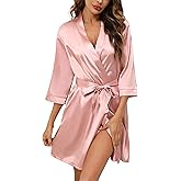 Samring Women's Bride Bridesmaids Robe Short Satin Kimono Robes for Wedding & Bridal Party Silk Bathrobes for Women
