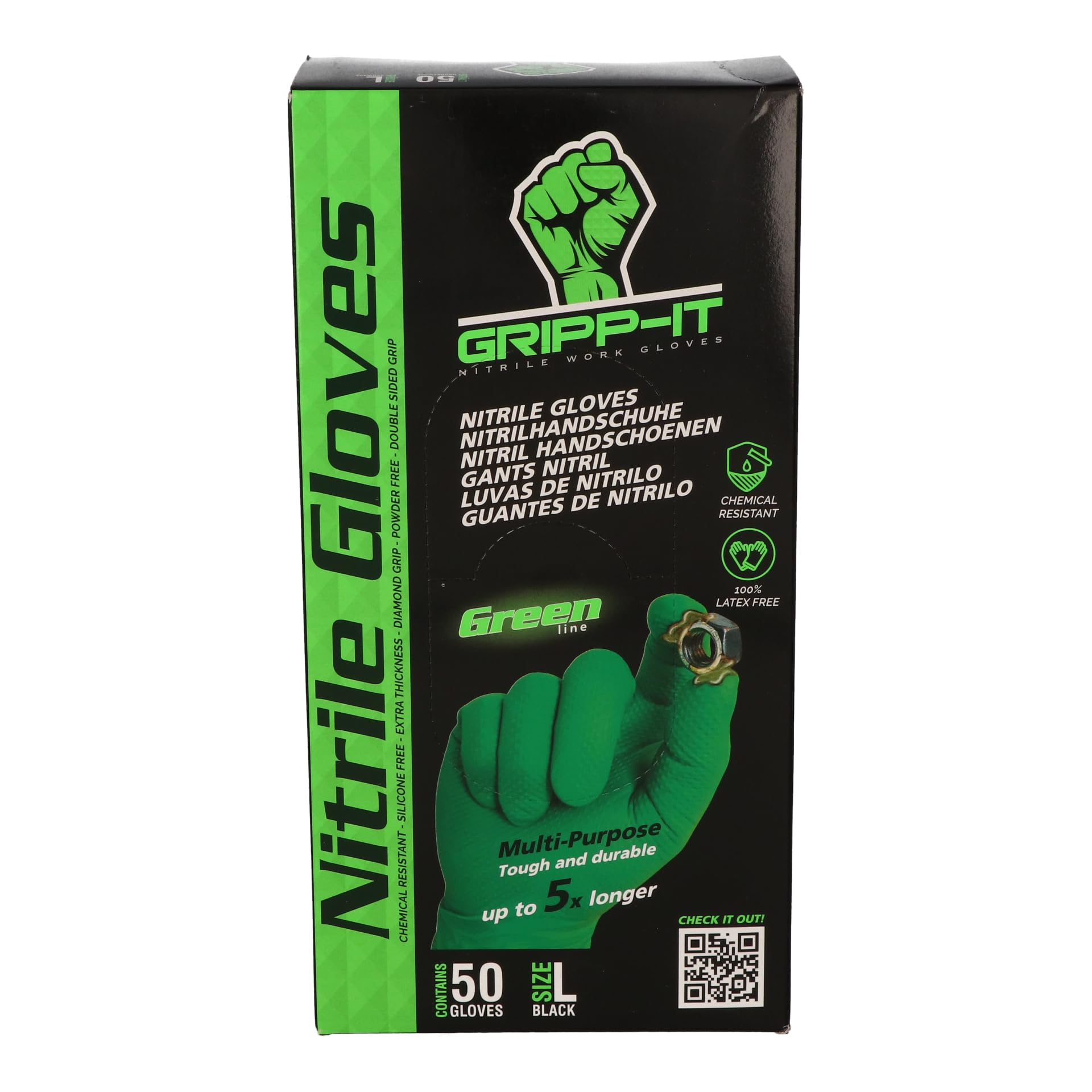 Gripp-It Nitrile Gloves - size L - Green - Dispenserbox of 50 pcs