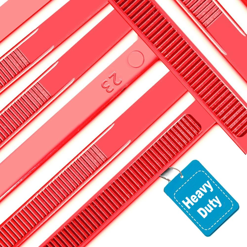 Cable Ties,300mm×7.6mm Heavy Duty with 70 kg Tensile Strength Large UV Resistant Strong Nylon Cable Zip Ties(100 Pieces),Red
