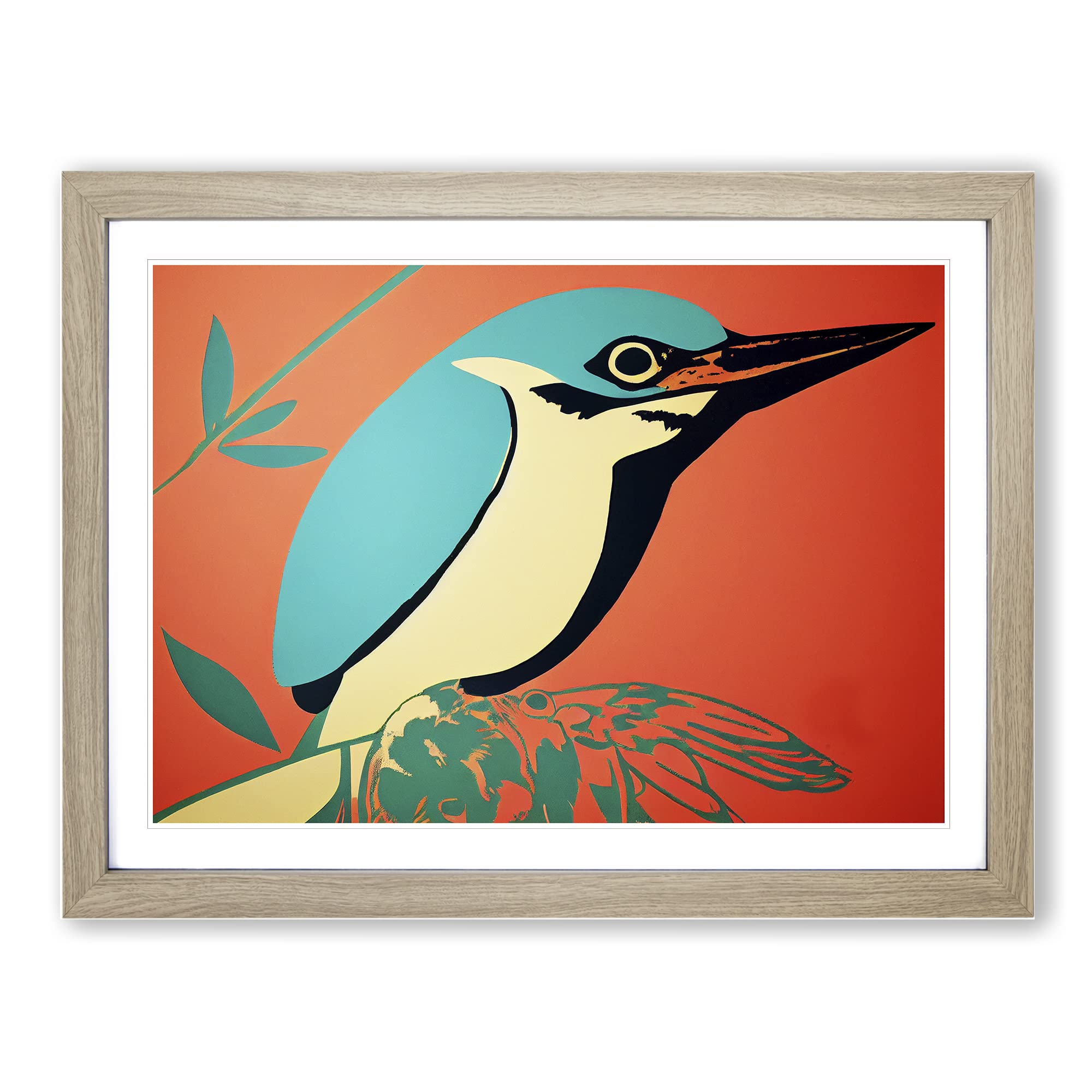 Spectacular Kingfisher Bird Abstract Framed Print | A4 Oak Framed Wall Art | Ready to Hang | Abstract Fantasy Picture | Living Room Bedroom Lounge Office