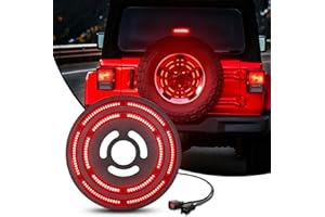 Nilight Spare Tire Brake Light Red Double Row LED Ring 3rd Third Stop Rear Wheel Lights Plug and Play Fit for 2007-2017 Jeep Wrangler JK JKU