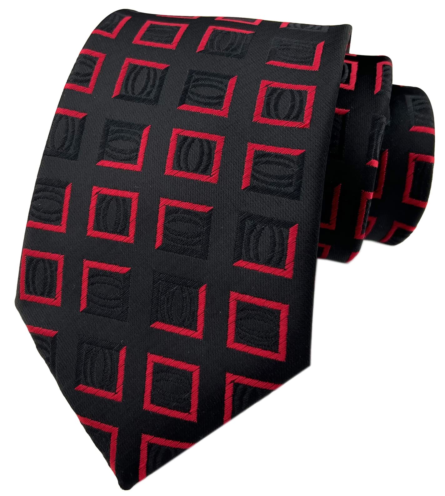 Elfeves Men's Black Red Plaids Pattern Jacquard