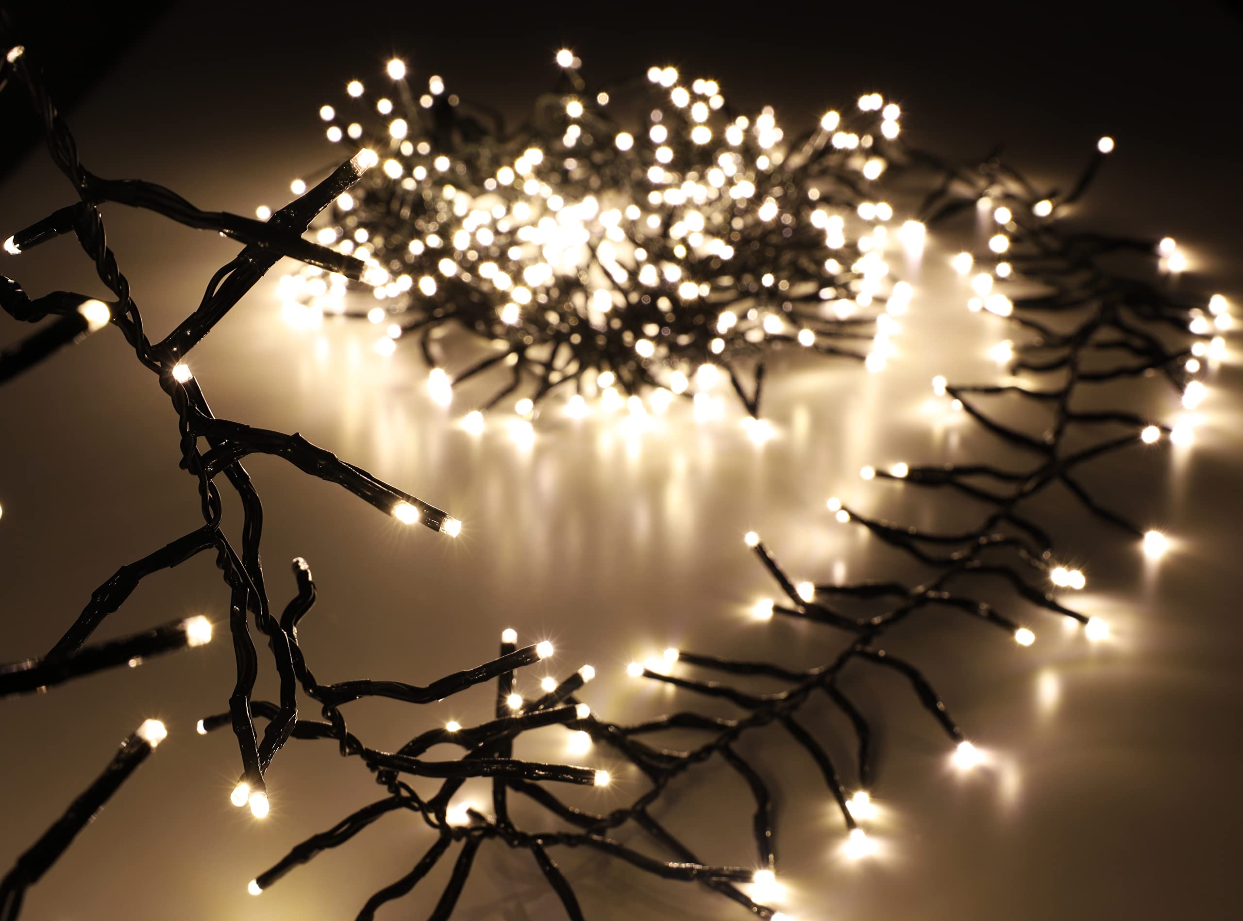 Christmas Concepts® 500 6M/20FT Warm White LED Cluster Lights with 8 Function Controller - Indoor/Outdoor - Energy Efficient A++ - Christmas Lights