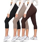 VALANDY Creamlush 3 Pack Capri Leggings for Women-High Waisted Comfy Stretchy Soft Yoga Casual Lounge Pants