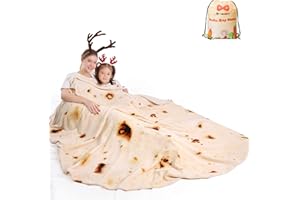 Mermaker Burrito Tortilla Taco Blanket 71 inches for Adult Kids, Realistic Tortilla Throw Blanket Funny Gifts for Women Men Teen Boy Girl, Soft Flannel Food Blanket for Christmas Birthday Gifts-Yellow
