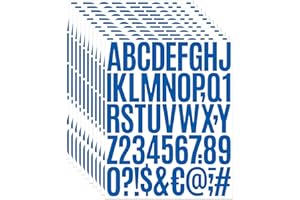 JIEPUXITER 10 Sheets 500 Pcs Vinyl Letter Stickers,2 inch Self Adhesive Alphabet Numbers Stickers Waterproof Mailbox Numbers Sticker letters for Mailbox,Window,Door,Signs,Cars,Boats (Blue, 2 inch)