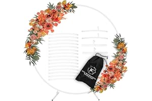 7.2 Ft Round Balloon Arch Stand White Backdrop Frame for Wedding, Birthday, Baby Shower, Graduation, Party Decoration-Heavy Duty Steel with Carry Bag-JC HUMMINGBIRD