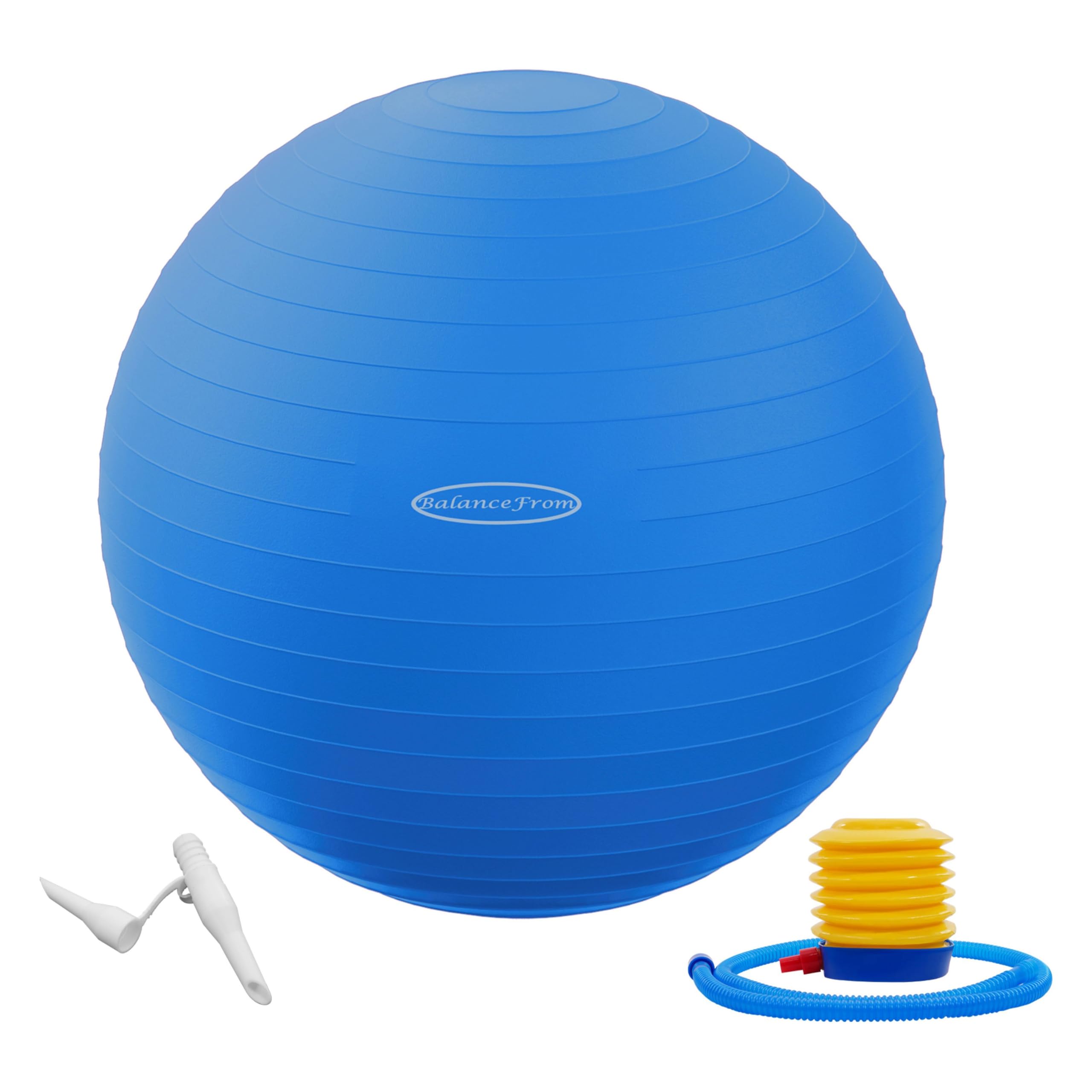 BalanceFrom Anti-Burst & Slip Resistant Exercise Ball - Yoga & Fitness Ball with Quick Pump, 2,000-Pound Capacity, Blue, 48-55cm, M