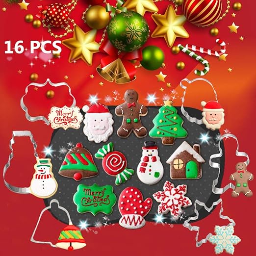 Amazon Com Jevenis Luxury 16 Pcs Christmas Cookie Cutter