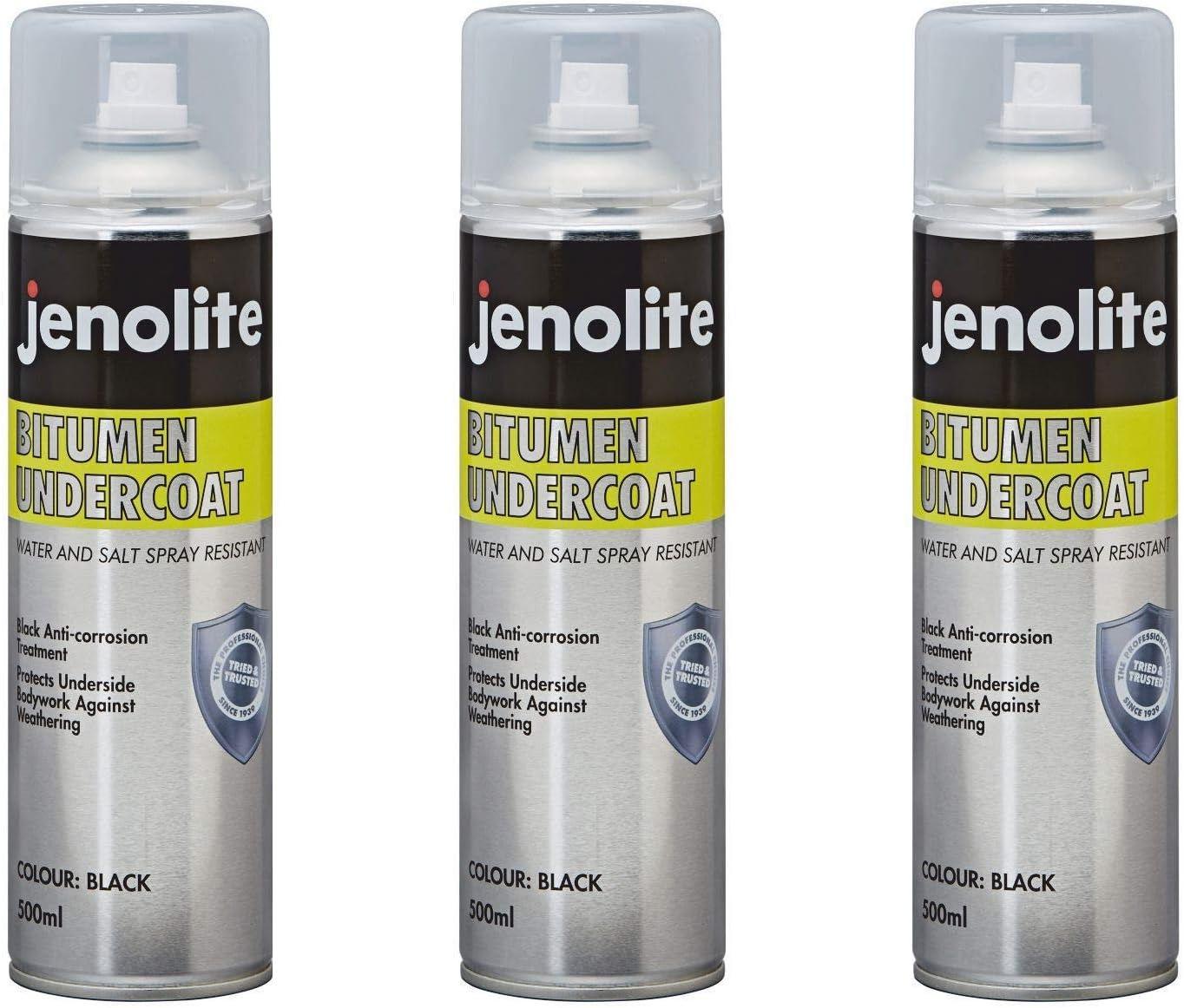 JENOLITE 3 x Underbody Seal Bitumen Paint Anti Corrosion Spray Black