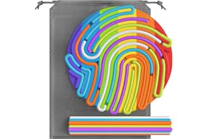 SYRYIA Sensory Activity Board, Silicone Fidget Toy for Autistic/ADHD/Stress/Anxiety, Silent Busy Pad for Kids & Adults Calming, Come with Travel Bag & 13 Strings