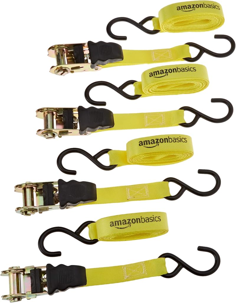 Amazon Basics Ratchet Strap Set of 4 635 kg 4.5 m 2.5 cm Wide