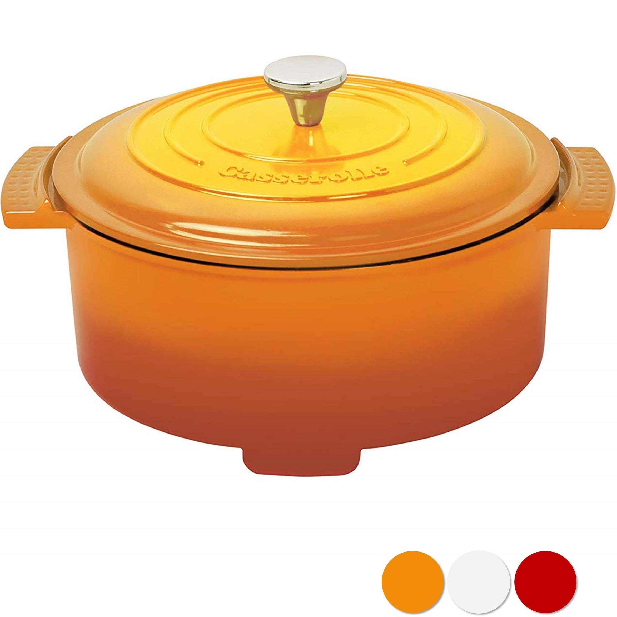 [山善]グリル鍋 800W 容量2.8L (直径23 深さ6.8cm) 「Casserolle(キャセロール)」 YGC-800-E(D) オレンジ [メーカー保証1年] product image