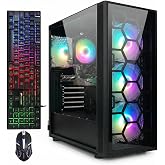 STGAubron Gaming PC Desktop,R7 5700X,RTX 3050 6G,16G DDR4,1T SSD | Gaming Computer Tower for Streaming,Video Editing,Home,School,R7 up to 4.6G,ARGB Fan,WiFi 6,BT 5.2,4K DP,HDMI,Win11 Home